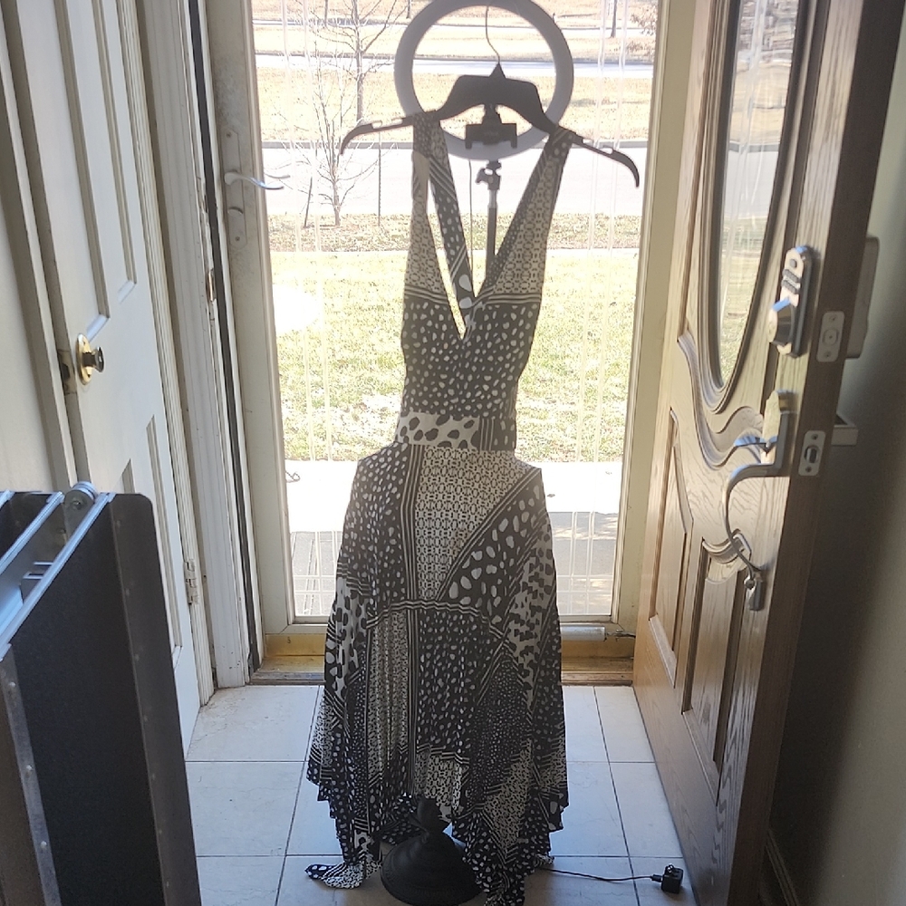 Express Black and White Backless Dress